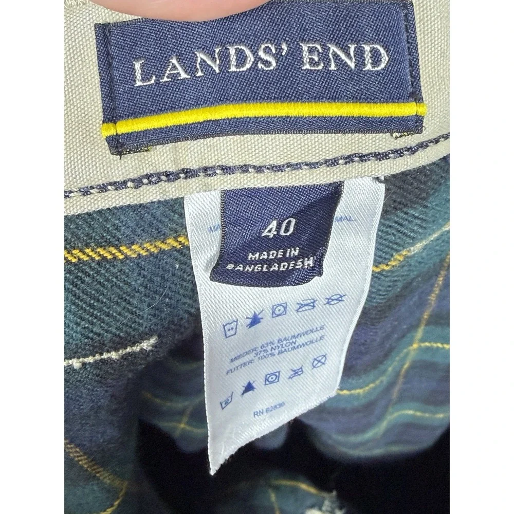 Lands' End Men's‎ Khaki Lined Pants Size 40 Flannel Plaid Winter Cotton